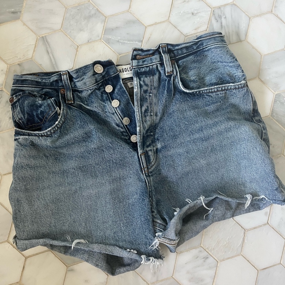 Agolde Riley high waisted denim jean shorts